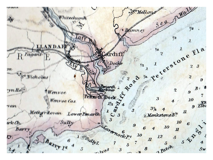 1865 - Map of the Bristol Channel according to Government Surveys.
