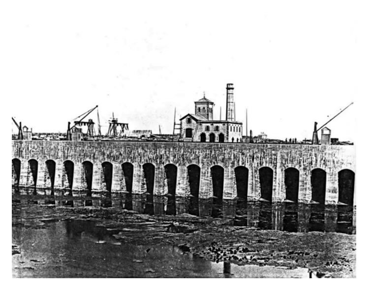 1865 &ndash; The beautiful symmetry and workmanship of the arched masonry quays