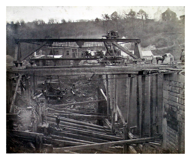 Basin and Custom House being built.