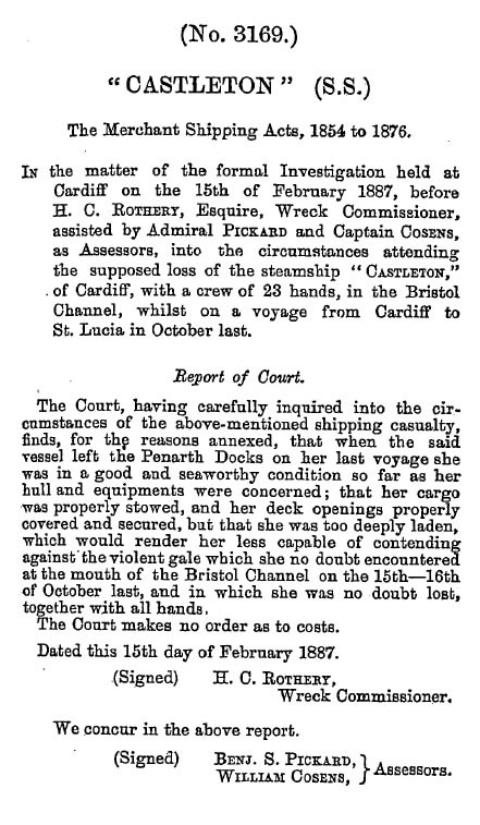 loss of the "Castleton"