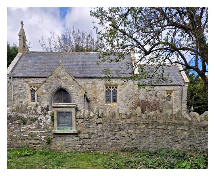 The plaque at the church of St. Lawrence at Lavernock.