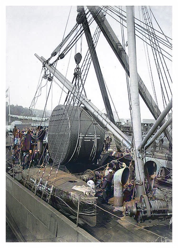 1910 - s.s. 'Chaco' - installation of a new boiler at the works of the Penarth Ship Building & Ship Repairing Company, Limited. 
