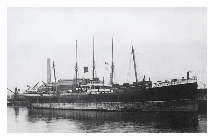 s.s. 'Orozco' moored beside the hydraulic house on the north quay of Penarth Dock