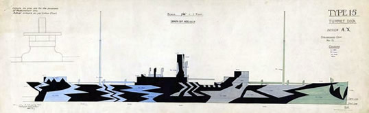 A typical dazzle design as applied to a merchant ship.