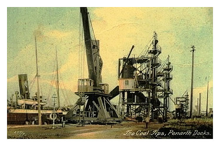 The Coal Tips, Penarth Dock, or not! - A postcard which I can confirm is not of Penarth Dock or Basin since the type of coal tips shown were never installed on its quaysides - oops!