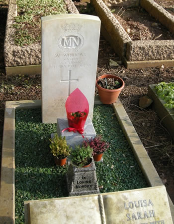 The gravestone of Wesley Windows at Bristol (Canford) Cemetery, Sec. 0., Grave 55.