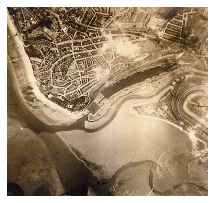 1944 - A high altitude RAF aerial photograph taken above Penarth Dock. 