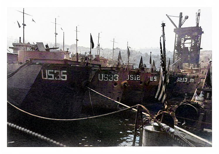 1943-4 - LST's moored up across Penarth Dock.