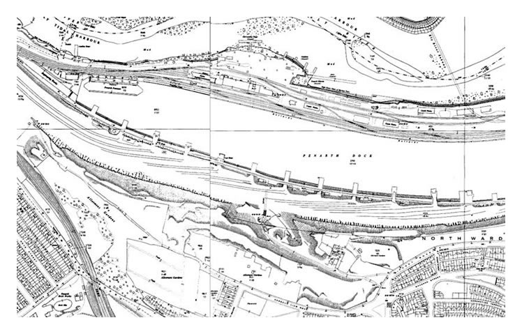 Map prior to 1963 of Penarth Dock.