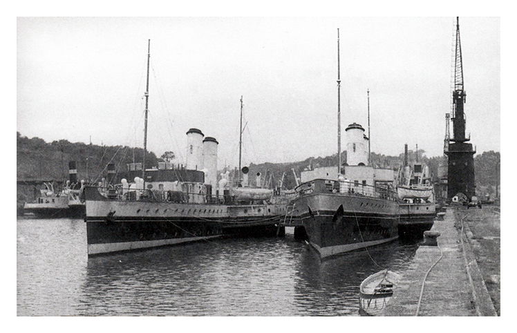 1960 - The Cardiff Queen (left) and the Bristol Queen laid up at Penarth Dock.