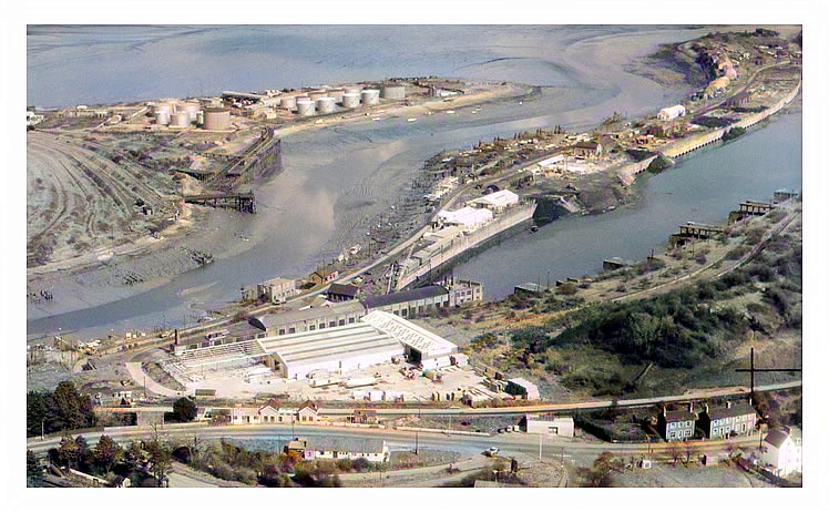 1969 - An aerial photographic view of the Penarth Dock Engineering Company, Price Brothers Joinery with new factory extension under construction.