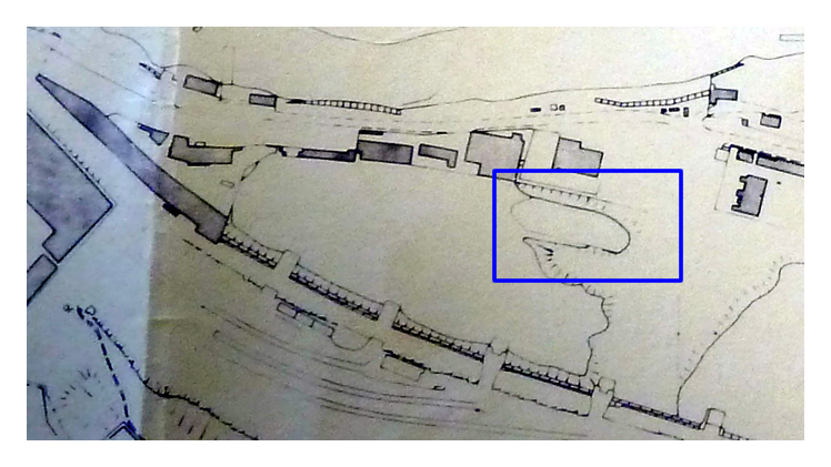 The plan of Penarth Dock and the meandering route of the River Ely
