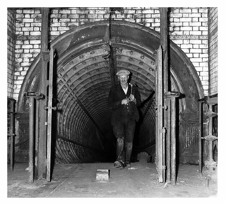 One of the entrances to the Penarth subway under the River Ely allegedly as the last man through leaves on the day of its closure to the public. 