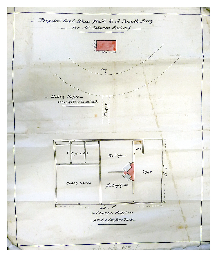 c.1900 - Proposed Coach House, Stable, &c. at Penarth Ferry - for Mr. Solomon Andrews. 