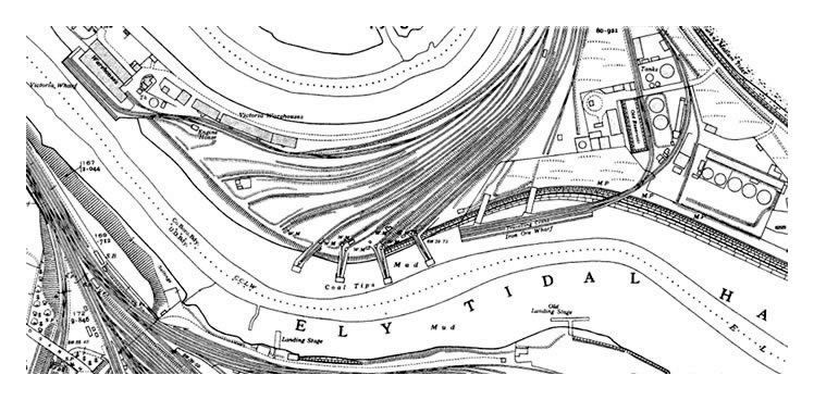 1942 - map Ely Tidal Harbour, Penarth Dock