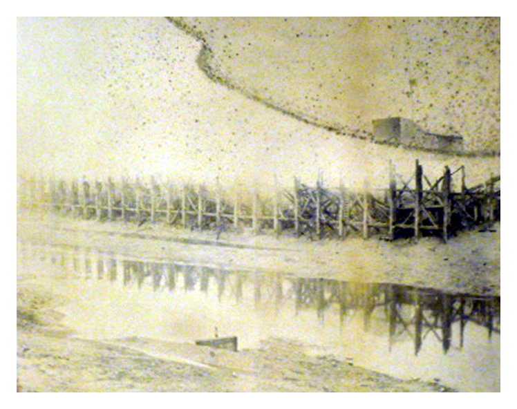 1888 - After the fire - The remains of the Victoria Wharf jetty.