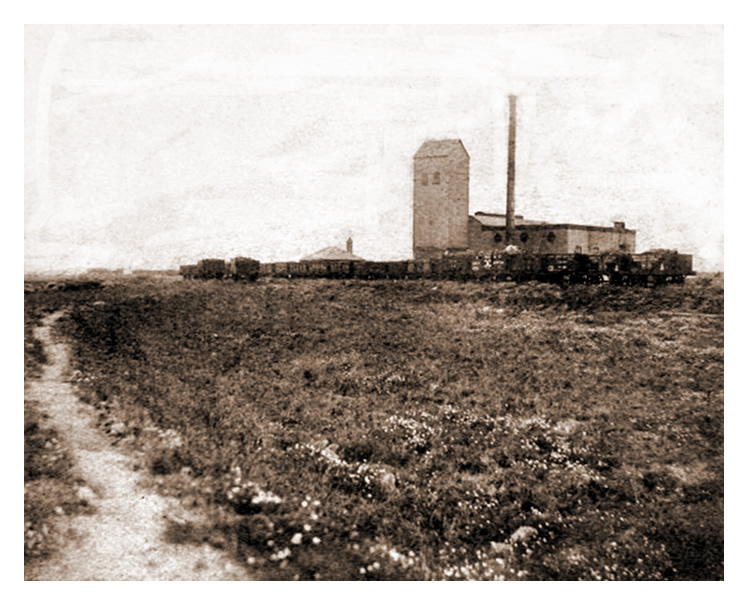 c.1888 - The hydraulic engine house, chimney and accumulator of the Taff Vale Railway Company serving the Ely Tidal Harbour, Penarth Dock. 