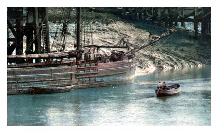 A close up of the ketch 'Champion' 