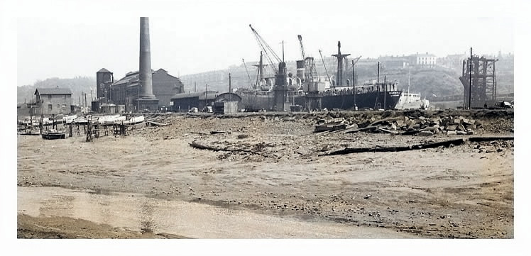 1940's - A fine view across the River Ely toward the Penarth Dock. 