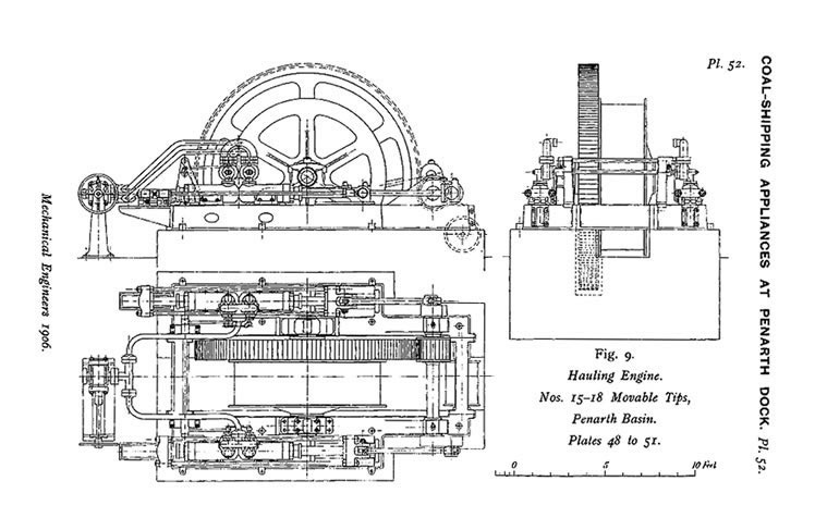 Penarth Dock - hauling engine drawing