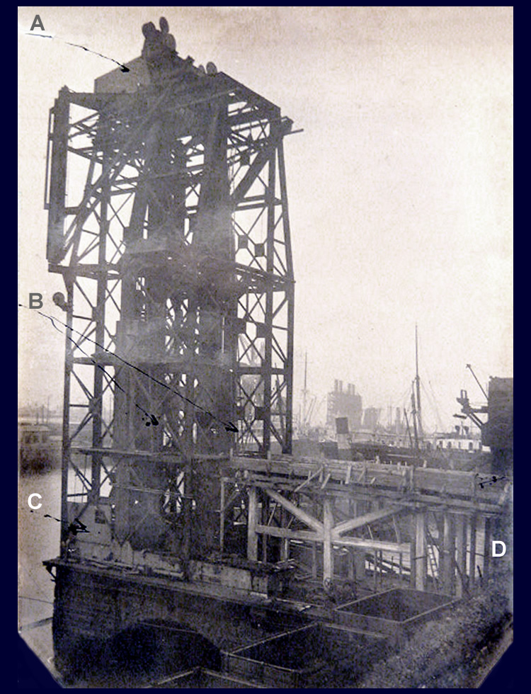 4th August 1912 - No. 5 hydraulic coal hoist under construction at Penarth Dock the work of Tannett Walker Limited.