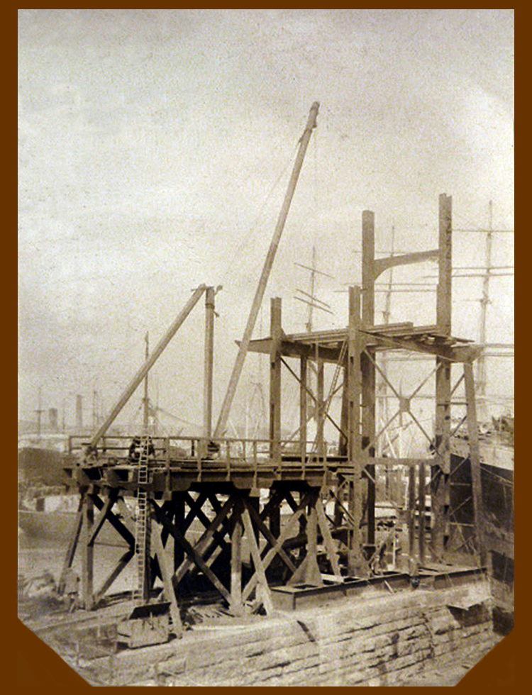 16th April 1913 - No. 4 hydraulic coal hoist under construction at Penarth Dock the work of the East Ferry Road Engineering Company Limited.