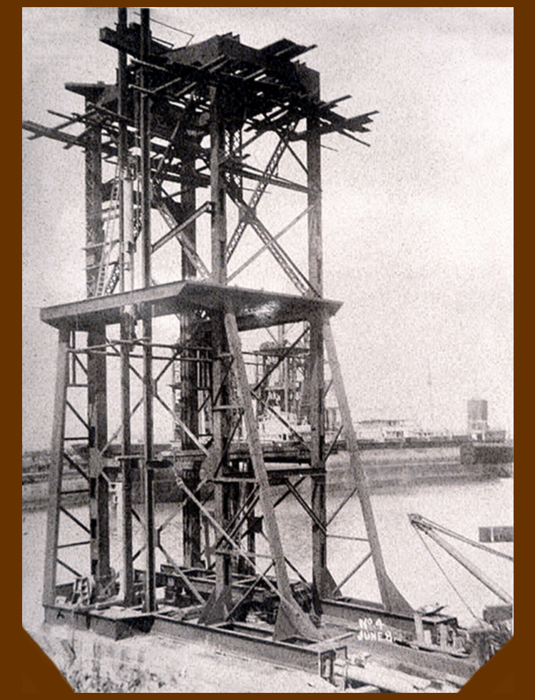 8th June 1913 - No. 4 hydraulic coal hoist under construction at Penarth Dock the work of the East Ferry Road Engineering Company Limited.
