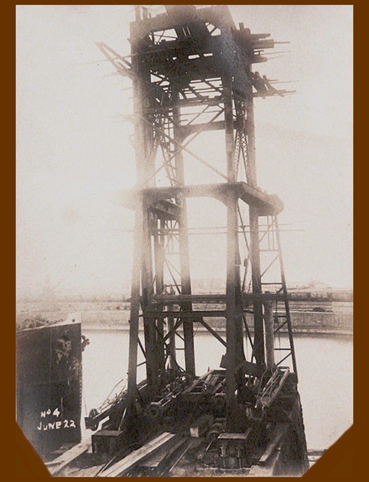 22nd June 1913 - No. 4 hydraulic coal hoist under construction at Penarth Dock the work of the East Ferry Road Engineering Company Limited.
