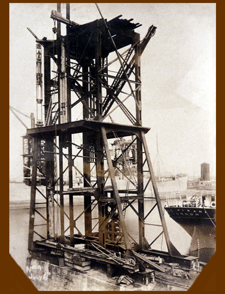 6th July 1913 - No. 4 hydraulic coal hoist under construction at Penarth Dock the work of the East Ferry Road Engineering Company Limited.