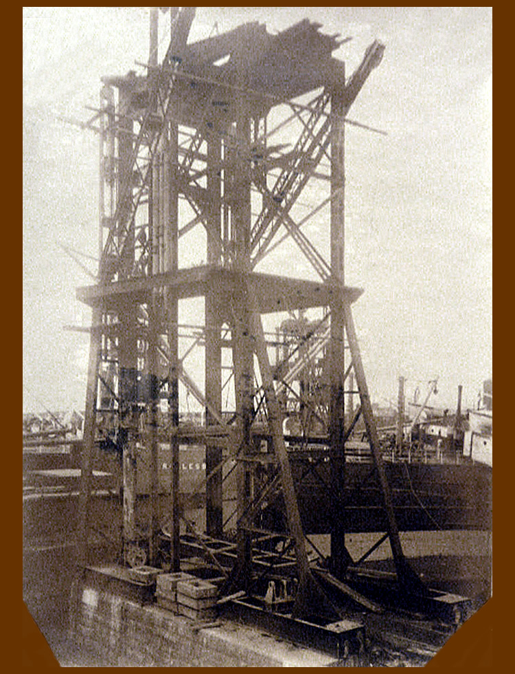13th July 1913 - No. 4 hydraulic coal hoist under construction at Penarth Dock the work of the East Ferry Road Engineering Company Limited.