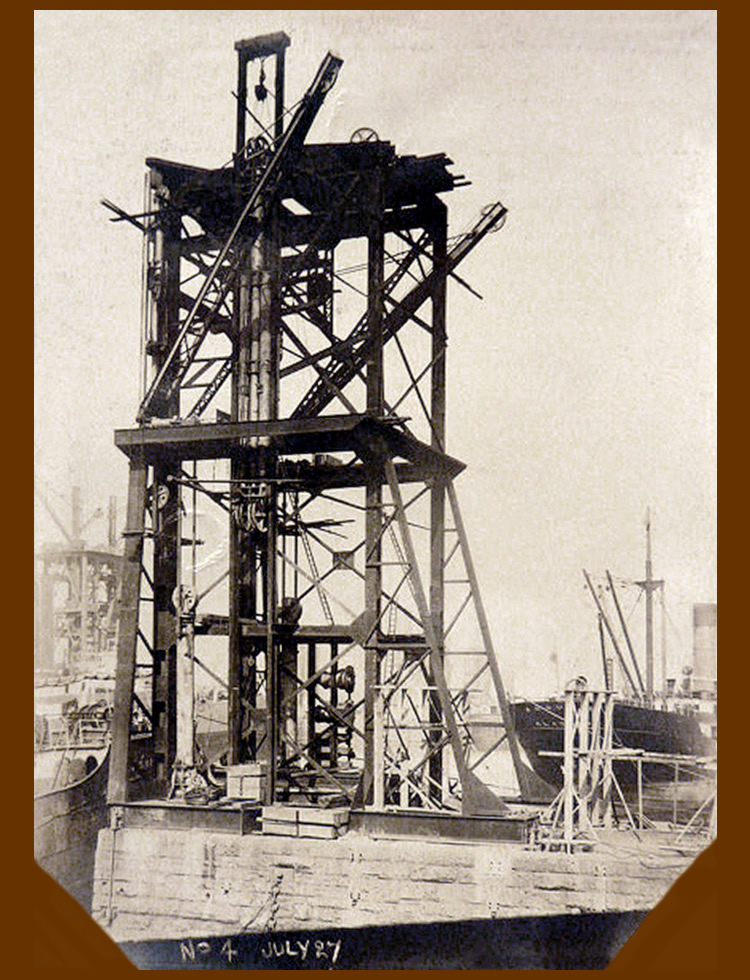 July 1927 - No. 4 - hydraulic coal hoist under construction at Penarth Dock.
