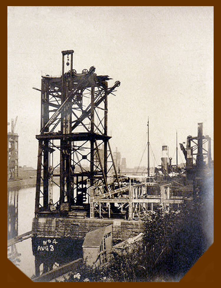 3rd August 1913 - No. 4 hydraulic coal hoist under construction at Penarth Dock the work of the East Ferry Road Engineering Company Limited.