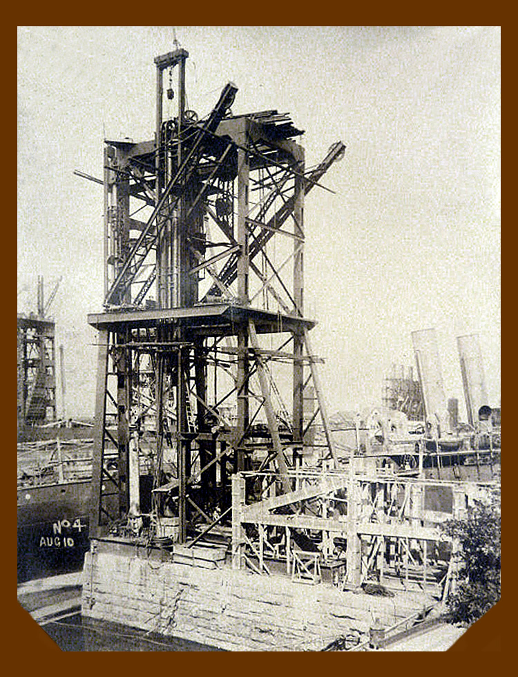 10th August 1913 - No. 4 hydraulic coal hoist under construction at Penarth Dock the work of the East Ferry Road Engineering Company Limited.