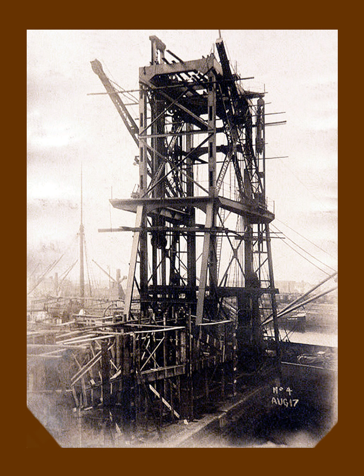 17th August 1913 - No. 4 hydraulic coal hoist under construction at Penarth Dock the work of the East Ferry Road Engineering Company Limited.