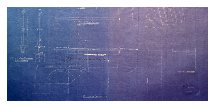 1915 - Reconstruction of No.12 Tip - TVR Contract Plan - blueprint. The drawing is dated 27th July 1915 and has been rubber-stamped with the Taff Vale Railway Engineering Office stamp.