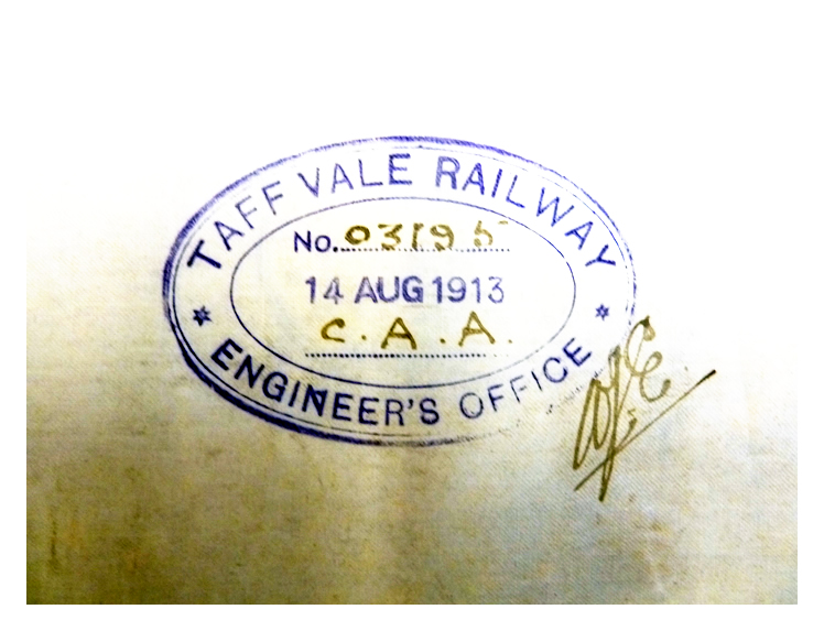 An enlargement of the TVR Engineer's Office stamp dating the drawing to the 14th August 1913. 