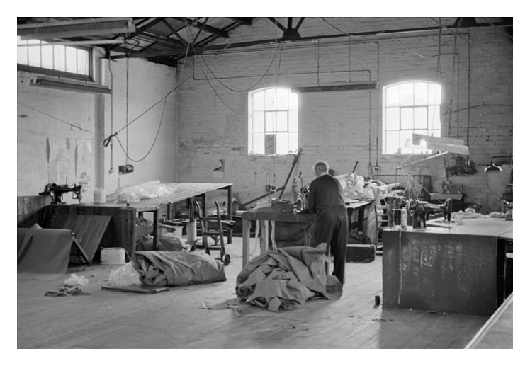 An exterior view of Jenkin Jones and Son Sailmakers premises, 12 Hurman Street, Cardiff Docks.