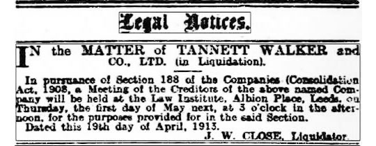 Tannett Walker in Liquidation