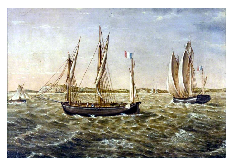 British School - 'Penarth, French Shipping in the Foreground'. 