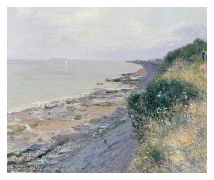 Alfred Sisley - La falaise a Penarth, le soir, mar&eacute;e basse