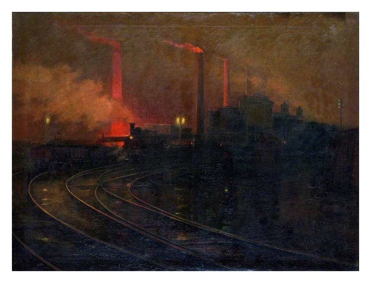 Lionel Walden - 'The Steelworks, Cardiff at Night'