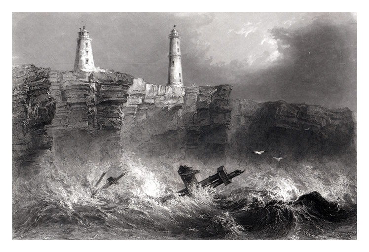 William Henry Bartlett - 'Nash Sands Lighthouses'