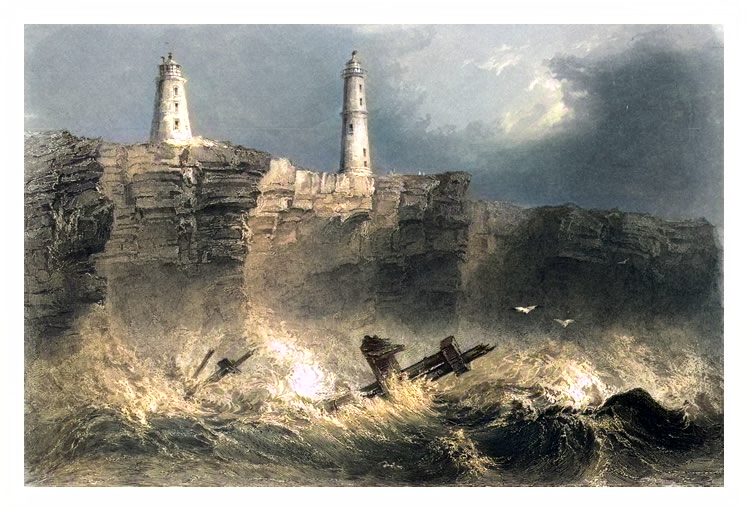 William Henry Bartlett - 'Nash Sands Lighthouses'