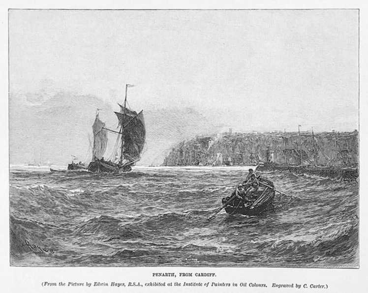 Edwin Hayes - (1820&ndash;1904) - 'Penarth from Cardiff'