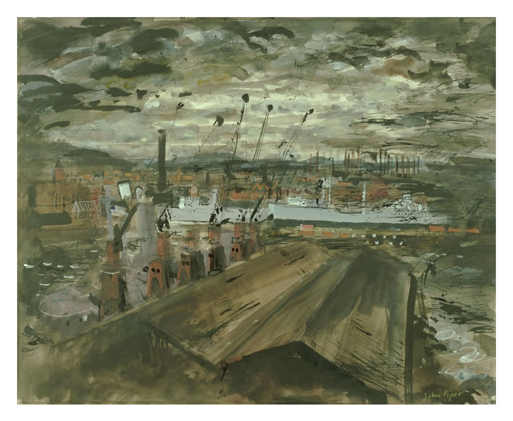 John Piper - Transport Ships Coaling in Cardiff Docks - c.1944 