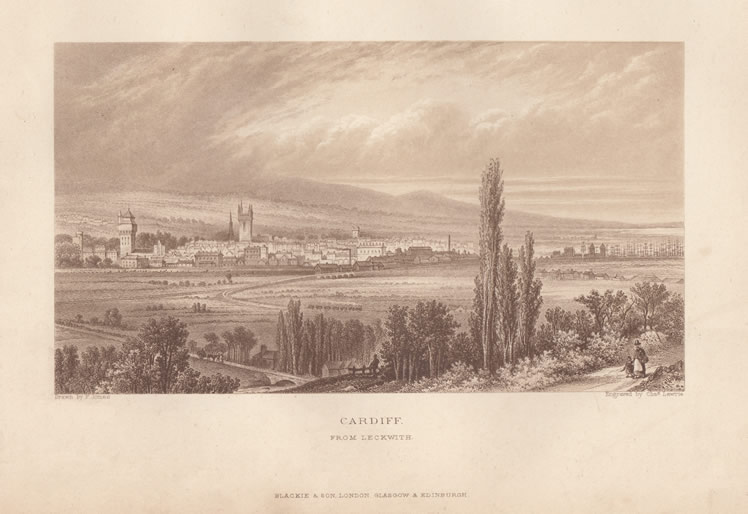 F. Jones / Chas. Lawrie - 'Cardiff from Leckwith' - 1875.