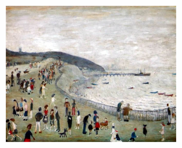L. S. Lowry (1887-1976) - The Beach at Penarth - 1960.