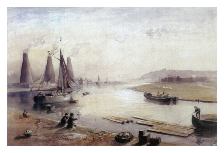 c.1830 - The Lower End of the Sea Lock Pound, Cardiff.
