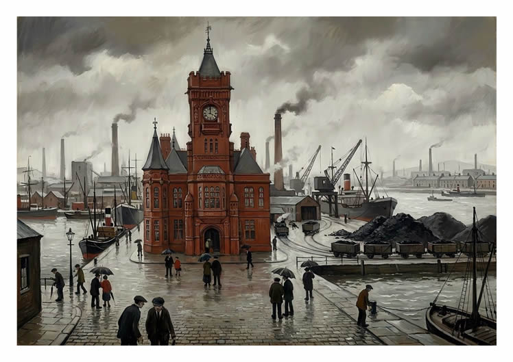 Unknown artist - Cardiff Pier Head - Lowry Inspired.