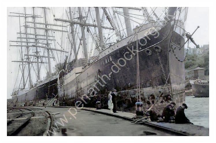 'Pamir' - 'A bow view with 'Passat' moored astern'